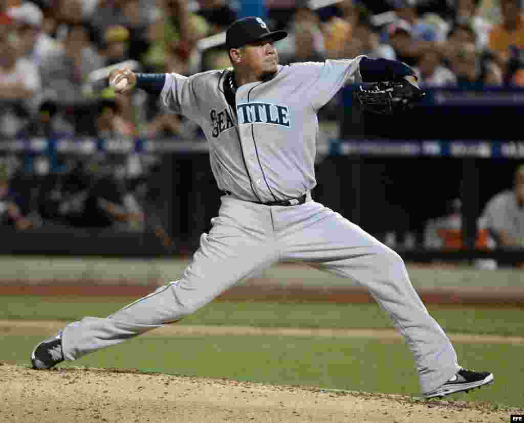 Félix Hernández de los Marineros durante el Juego de las Estrellas de la MLB en el Citi Field de Flushing, Nueva York (EE.UU.).